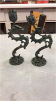 Pair of dragon candle holders