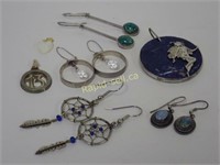 Gemstone and Silver Earrings/Pendants