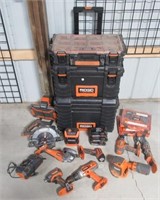 (10) Ridgid 18 Volt tools with (3)