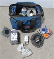 Carrying bag with various electrical items