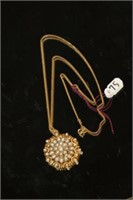 High kt gold & pearl Pendant featuring small pearl