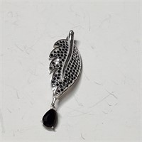 $160 Silver CZ Onyx Pendant