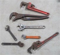 (7) hand tools including Ridgid pipe wrenches,