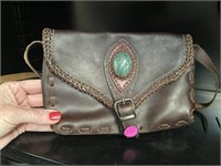 From Guatemala! Hand Made Leather Purse Large Jade