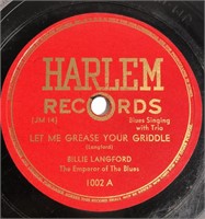 Billie Langford Blues 78 Harlem Records 1002 “Let