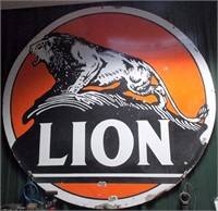 Lion Porcelain Sign 71" Double Sided