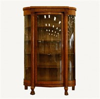 Quarter Sawn Oak Curved Glass China Cabinet