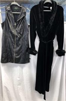 Black Velour/Fur Colar Robe & Long Vest Dress
