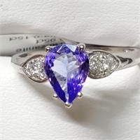 Certified 14K  Tanzanite(0.95ct) Diamond(0.15ct) R