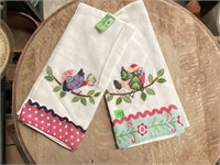Two Sweet Tea Towels With Little Birds
