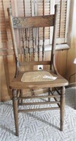 Antique Oak spindle back cane seat side chair