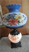 Contemporary floral double globe table lamp with