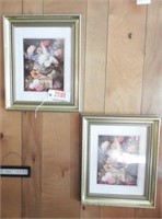 Pair of floral framed prints 14” x 17”