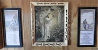 Framed religious print on board 20” x 24” and