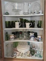 Contents of corner cabinet: Milk glass reticulated