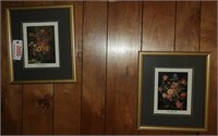 (2) framed floral prints 14 x 16