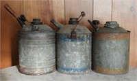 (3) vintage gallon size galvanized kerosene