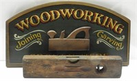 Reproduction “Wood Working” sign and Henry