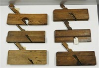 (6) antique wooden planes: W. Clacy Trim plane