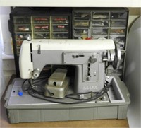 Sears Kenmore sewing machine, (2) parts bins,