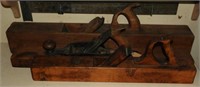 (3) antique wooden plow type push planes 21”,