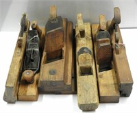 (7) antique wooden carpenters planes and (2)