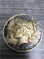 1922D silver peace dollar