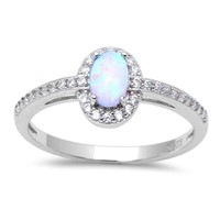 White Opal & CZ Ring