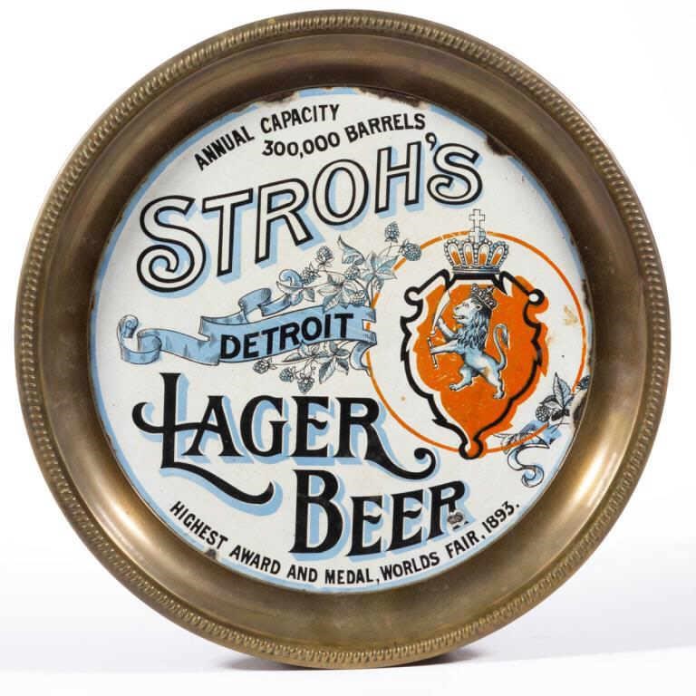 Rare early Stroh's beer tray from a good selection of advertising