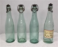 4 Antique Beer Bottles w/ Stoppers U16D