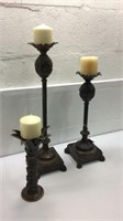 3 Heavy Brass Candle Holders K12A