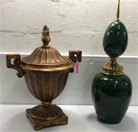 Green Urn & Gold Decorative Urns K14B