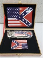 New Buck Knife & Lighter in Wooden Gift Box JC