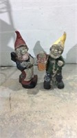 Pair of Vintage Concrete Garden Gnomes K