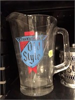 Glass Heileman's Old Style Beer Pitcher