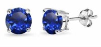 Round Blue Sapphire Earrings