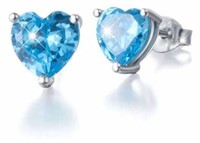 Heart Shaped "Forever Love" Blue Topaz Earrings