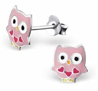 Pink Owl Tiny Stud Earrings CUTE!