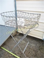 Vintage Wire Laundry Basket & Folding Steel Stand