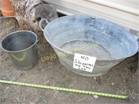 Vintage Oval Washtub & Stainless Steel Milk Bucket