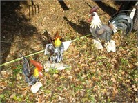 3pc Metal Art Roosters - Metal Chickens!