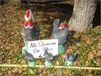 5pc Hand Painted Concrete Chicken Family