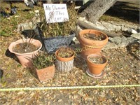 6pc Ceramic & Terra Cotta Planter Pots & Plants