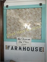 Glass Window Framed Lace & Farm House Wood Sign