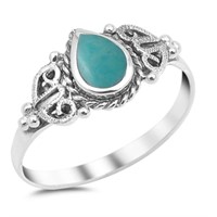 Antique Style Turquoise Teardrop Ring