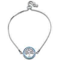 Blue Opal Tree of Life Adjustable Bola Bracelet