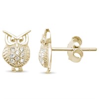 Yellow Gold-Plated Whimsical Owl Earrings