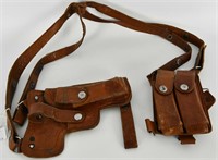 Leather Shoulder Strap Holster & Ammo Pouch
