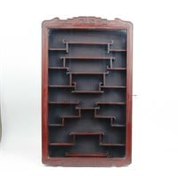 Furniture Vintage Asian Redwood Wall Curio Cabinet