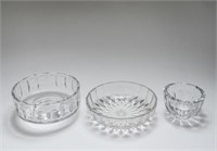 Modern Colorless Glass Bowls, Group of 3
